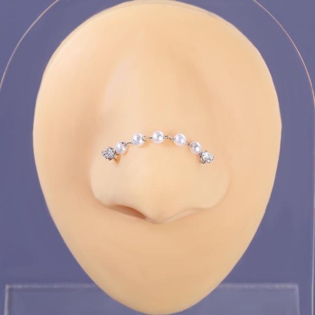 Łańcuch nosowy AOEDEJ z perłą i podwójnym pierścieniem ze stali nierdzewnej - Wianko - 27
