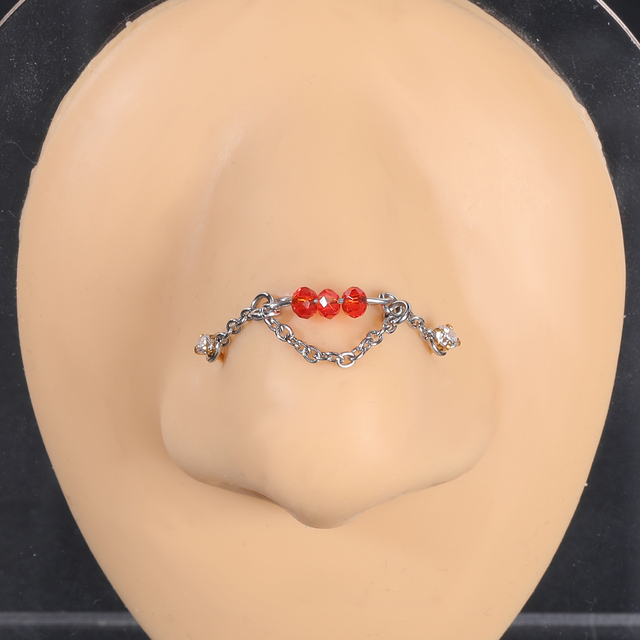Łańcuch nosowy AOEDEJ z perłą i podwójnym pierścieniem ze stali nierdzewnej - Wianko - 35