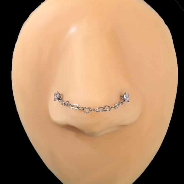 Łańcuch nosowy AOEDEJ z perłą i podwójnym pierścieniem ze stali nierdzewnej - Wianko - 17