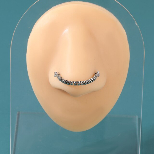 Łańcuch nosowy AOEDEJ z perłą i podwójnym pierścieniem ze stali nierdzewnej - Wianko - 12