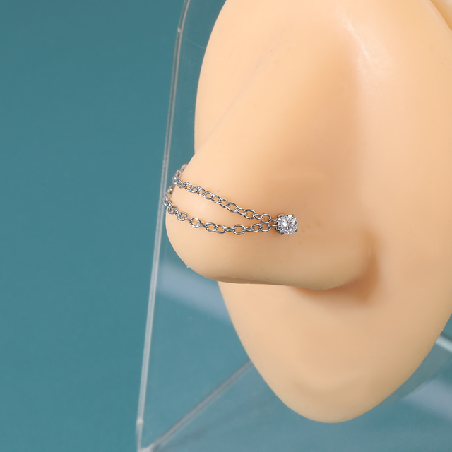 Łańcuch nosowy AOEDEJ z perłą i podwójnym pierścieniem ze stali nierdzewnej - Wianko - 10