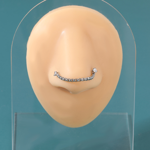 Łańcuch nosowy AOEDEJ z perłą i podwójnym pierścieniem ze stali nierdzewnej - Wianko - 14