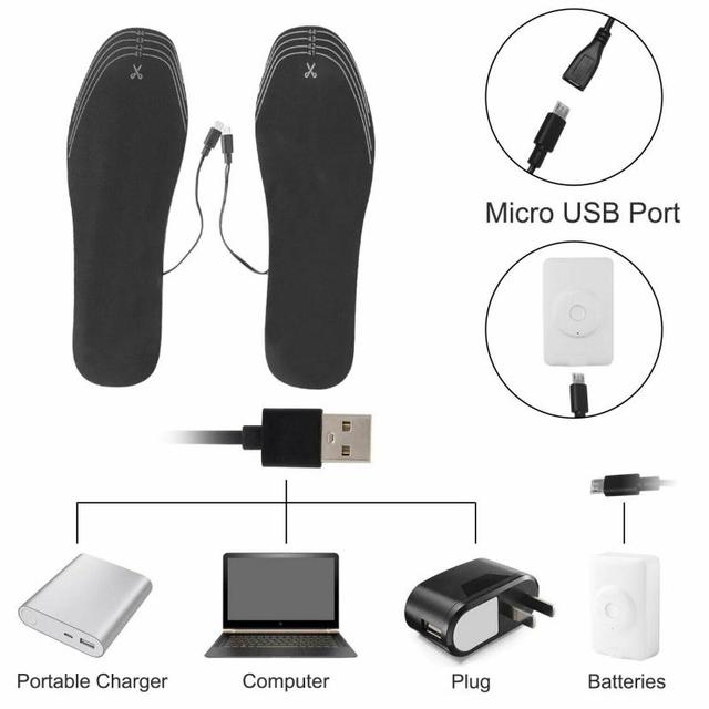 Elektryczne podgrzewane wkładki USB do butów - stopy ciepłe, termiczne i zmywalne - Wianko - 9