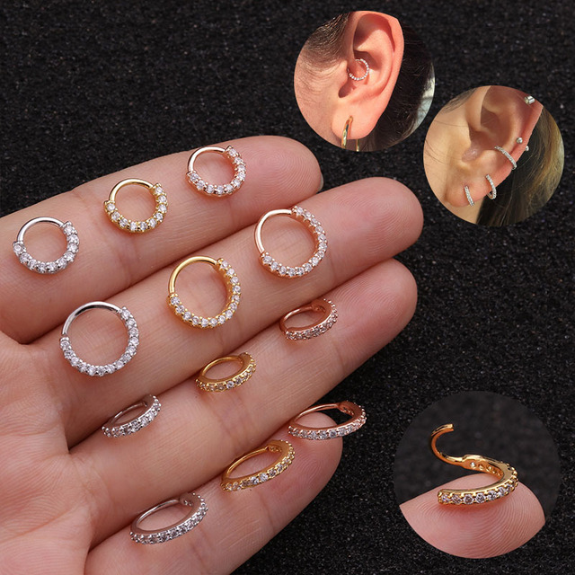 Eleganckie cyrkonie - kolczyki Hoop Piercing nosowe i wargowe z biżuterią Lip Nose dla kobiet i dziewcząt - Wianko - 9