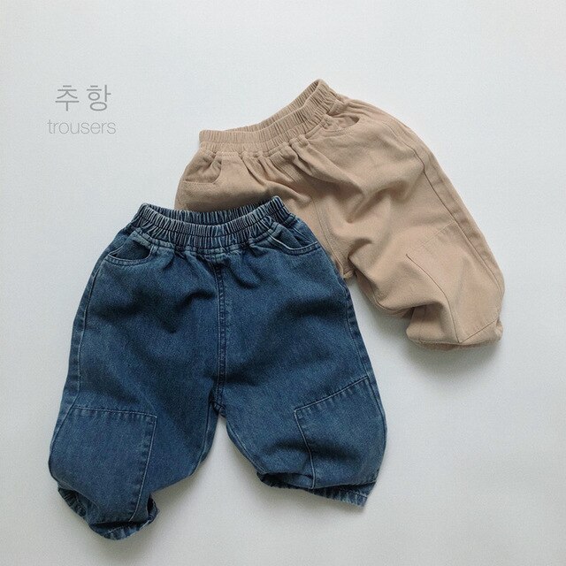Jesień Jeansy koreańskiego stylu dla chłopców i dziewcząt - spodnie dziecięce z elastycznym paskiem - Wianko - 2