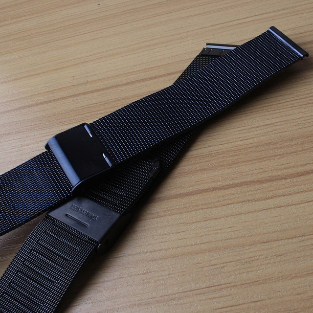Pasek siateczkowy zegarka ze stali nierdzewnej - czarny/niebieski, szerokości 10mm-22mm - Wianko - 3