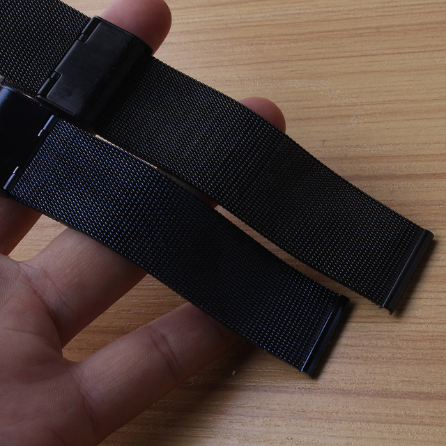 Pasek siateczkowy zegarka ze stali nierdzewnej - czarny/niebieski, szerokości 10mm-22mm - Wianko - 5