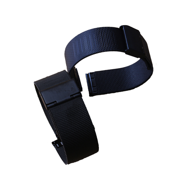 Pasek siateczkowy zegarka ze stali nierdzewnej - czarny/niebieski, szerokości 10mm-22mm - Wianko - 8