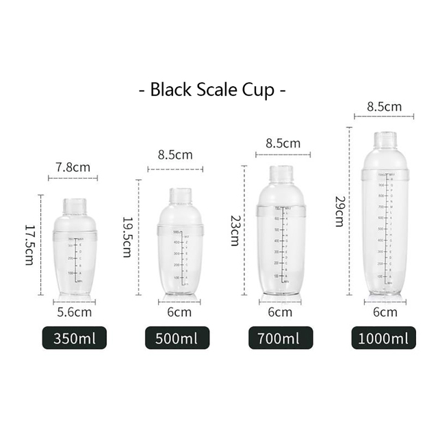 Shaker do koktajli naczynie plastikowe 300ml/500ml/700ml/1000ml - Wianko - 3