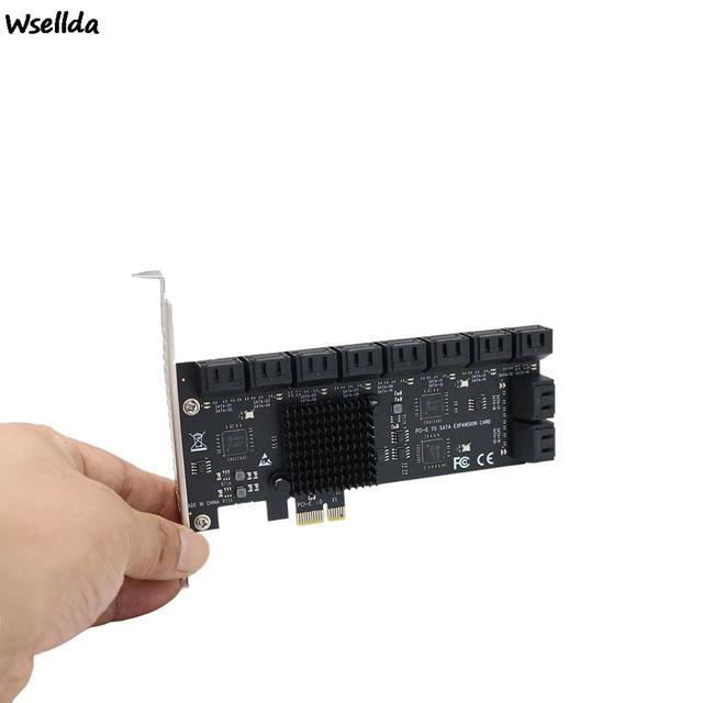 Karta rozszerzająca SATA PCIe 20-portowa z 20 kabli SATA 6 Gb/s 1X, obsługująca 20 urządzeń SATA 3.0 1X, dedykowana do Chia Mining na PCI Express - Wianko - 10