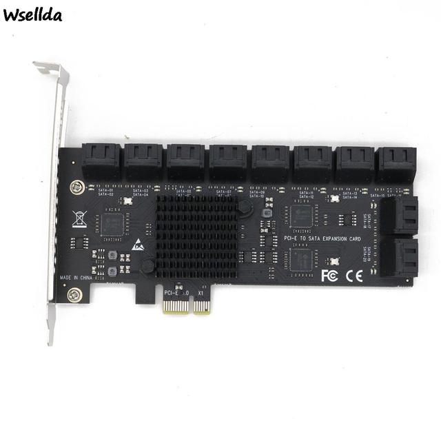 Karta rozszerzająca SATA PCIe 20-portowa z 20 kabli SATA 6 Gb/s 1X, obsługująca 20 urządzeń SATA 3.0 1X, dedykowana do Chia Mining na PCI Express - Wianko - 4