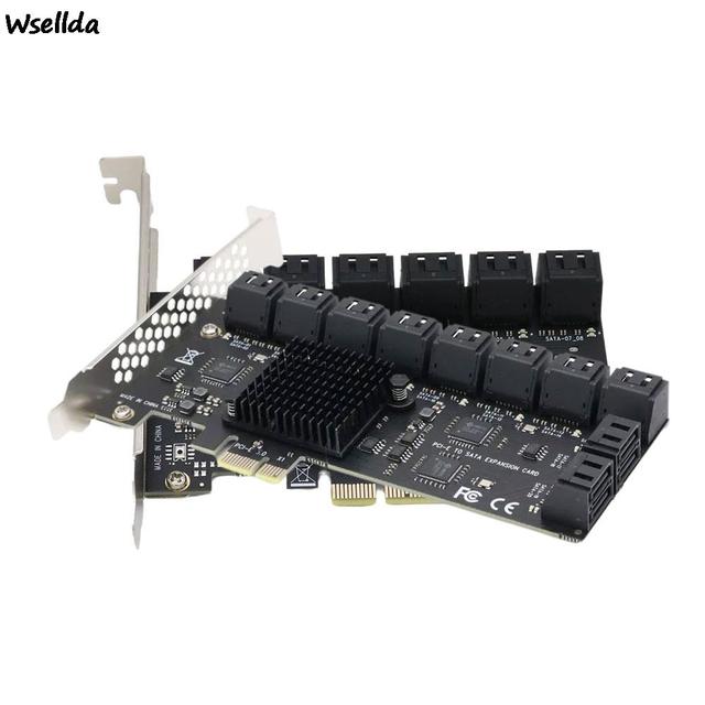 Karta rozszerzająca SATA PCIe 20-portowa z 20 kabli SATA 6 Gb/s 1X, obsługująca 20 urządzeń SATA 3.0 1X, dedykowana do Chia Mining na PCI Express - Wianko - 7