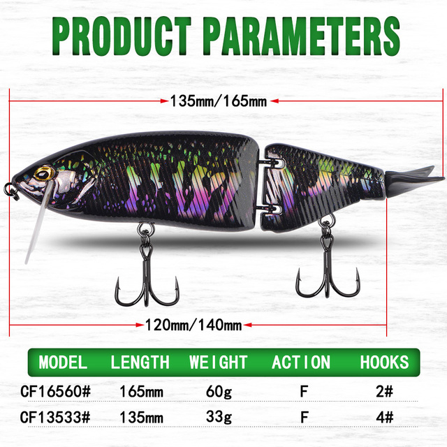 Przynęta wędkarska 165mm 60g 17 kolorów drewno-basowa Pike Luminous - Wianko - 1