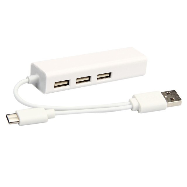 Adapter USB C do RJ45 z łącznością Ethernet 100 Mb/s i 3-portowym hubem USB 3.1 dla laptopa i PC - kategoria: Huby USB - Wianko - 1
