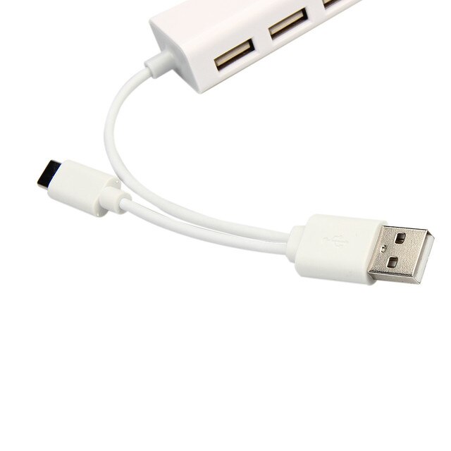 Adapter USB C do RJ45 z łącznością Ethernet 100 Mb/s i 3-portowym hubem USB 3.1 dla laptopa i PC - kategoria: Huby USB - Wianko - 2
