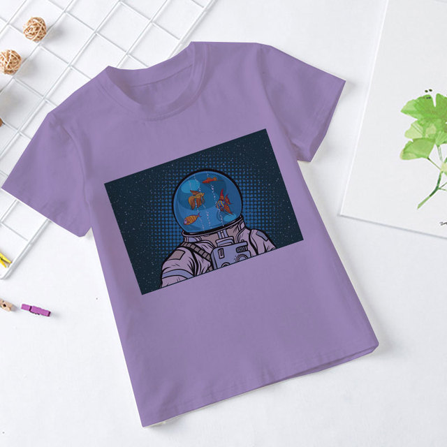 Koszulka dziecięca z krótkim rękawem i wzorem astronauty - biała, do noszenia na co dzień - Wianko - 16