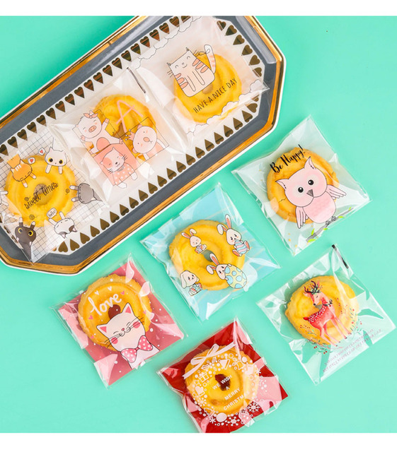 100 sztuk Cute Cartoon Cat Cookies - cukierki samoprzylepne w torbie o przezroczystej siatce - idealne na prezenty i imprezy DIY - Wianko - 4