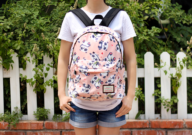 Panda plecak dla nastolatek - kawaii rysunek, dziecięce torby, torebki na ramię, plecak szkolny dla dziewcząt Bookbag - Wianko - 1