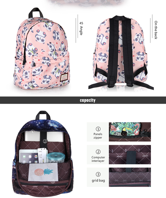 Panda plecak dla nastolatek - kawaii rysunek, dziecięce torby, torebki na ramię, plecak szkolny dla dziewcząt Bookbag - Wianko - 6
