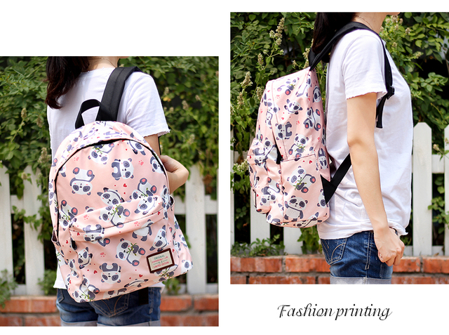 Panda plecak dla nastolatek - kawaii rysunek, dziecięce torby, torebki na ramię, plecak szkolny dla dziewcząt Bookbag - Wianko - 2