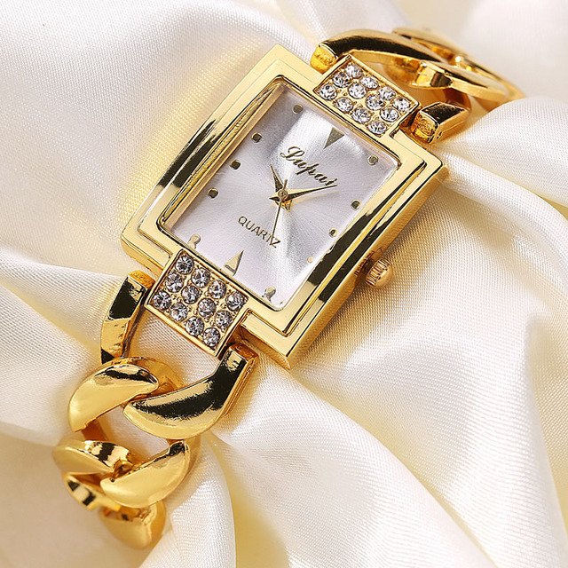 Różowo-złoty zegarek damski z bransoletą, kryształkami górskimi - Reloj Mujer Relogio Feminino - Wianko - 1