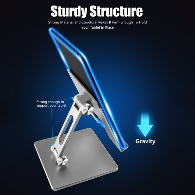 Aluminiowy stojak na duże tablety - regulowany, składany, dla iPadPro, Samsung, Xiaomi, Huawei - Wianko - 16