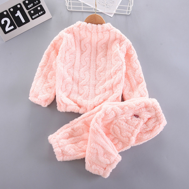 Jesienno-zimowe ubrania domowe dla niemowląt: pluszowy sweter i spodnie o jednolitym kolorze dla chłopców i małych dziewcząt - Wianko - 25