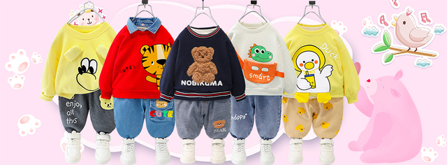 Jesienno-zimowe ubrania domowe dla niemowląt: pluszowy sweter i spodnie o jednolitym kolorze dla chłopców i małych dziewcząt - Wianko - 1