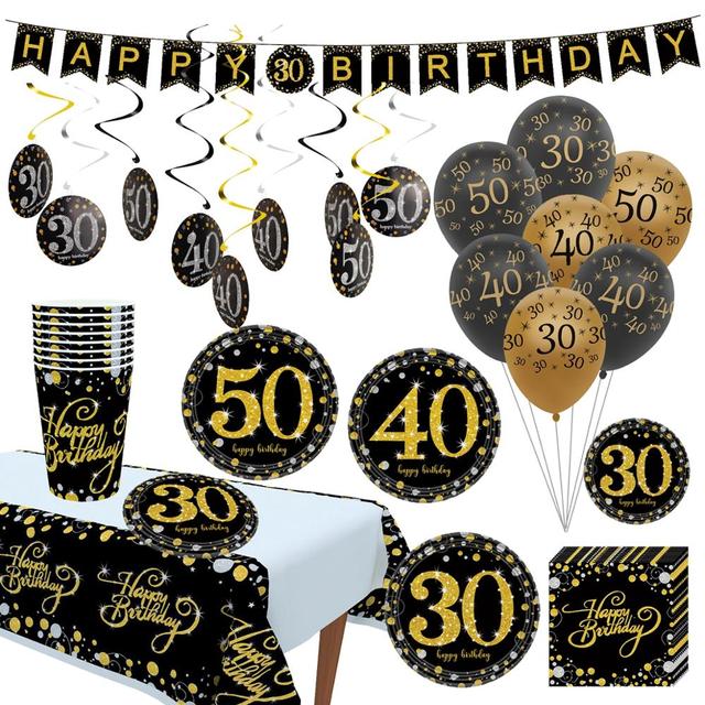 Dekoracje urodzinowe dla dorosłych - balony 30, 40, 50, 60 z helem i akcesoria do balonów - Wianko - 2