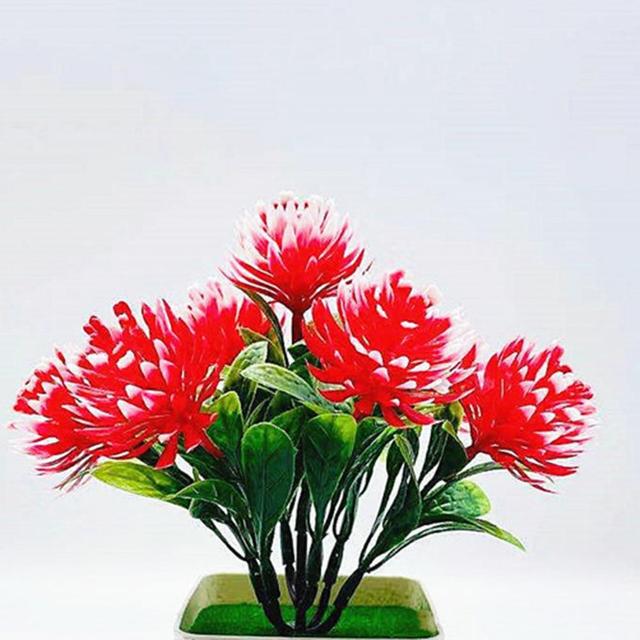 Zestaw 7 sztucznych kwiatów doniczkowych - realistyczna dekoracja ślubna - plastikowa symulacja - duże szyszki sosnowe Bonsai - Wianko - 8