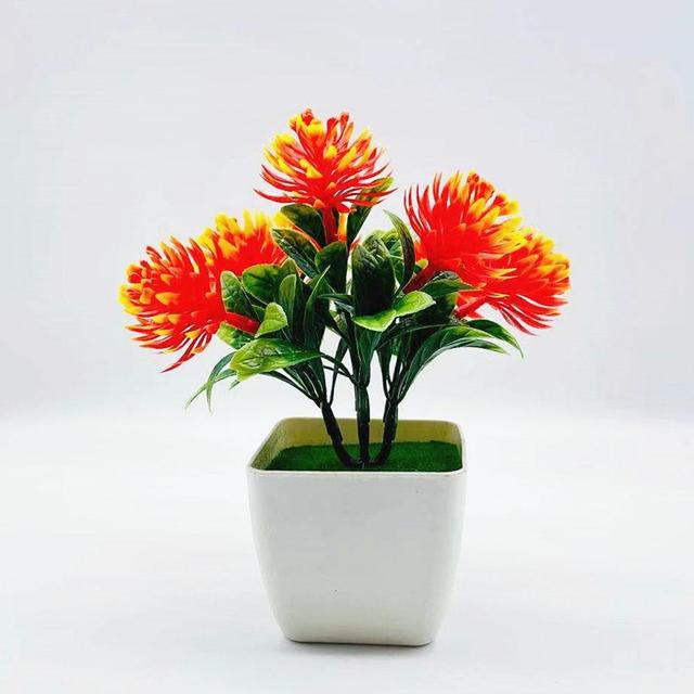 Zestaw 7 sztucznych kwiatów doniczkowych - realistyczna dekoracja ślubna - plastikowa symulacja - duże szyszki sosnowe Bonsai - Wianko - 7