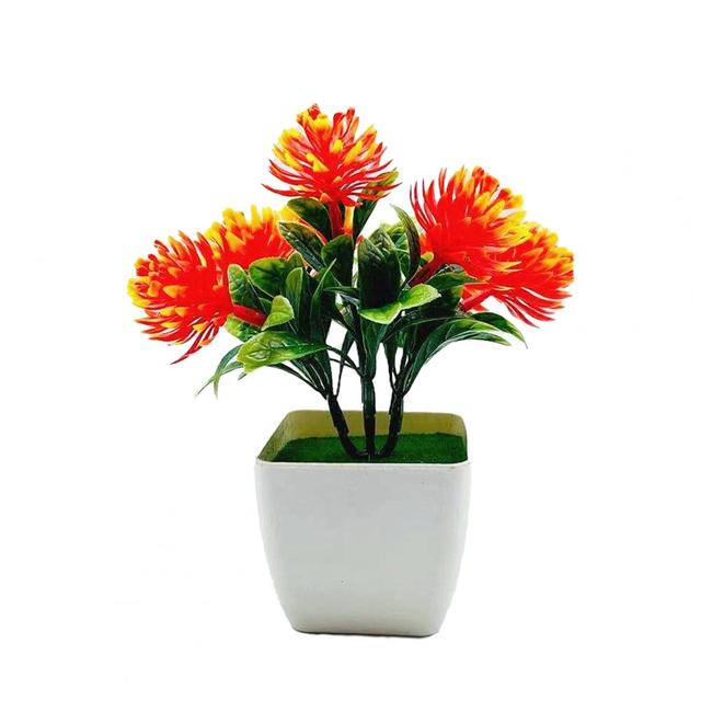 Zestaw 7 sztucznych kwiatów doniczkowych - realistyczna dekoracja ślubna - plastikowa symulacja - duże szyszki sosnowe Bonsai - Wianko - 11