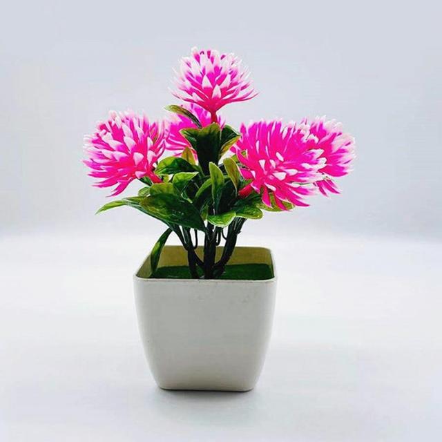 Zestaw 7 sztucznych kwiatów doniczkowych - realistyczna dekoracja ślubna - plastikowa symulacja - duże szyszki sosnowe Bonsai - Wianko - 6