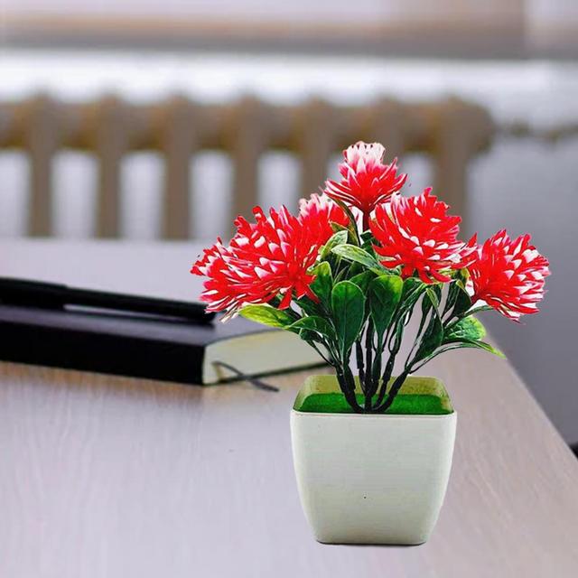 Zestaw 7 sztucznych kwiatów doniczkowych - realistyczna dekoracja ślubna - plastikowa symulacja - duże szyszki sosnowe Bonsai - Wianko - 4