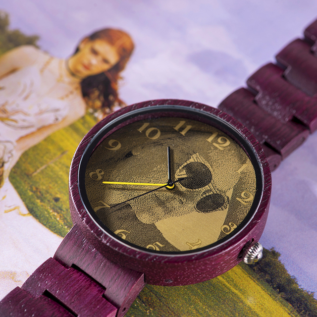 Personalizowane drewniane zegarki BOBO BIRD z wydrukowanym oryginalnym zdjęciem - kolorowy pasek w pudełku dla zakochanej pary - Wianko - 1