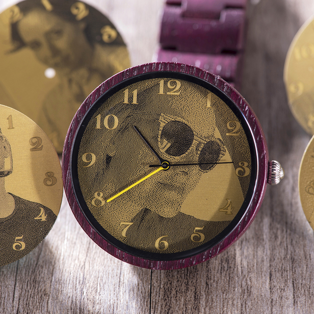 Personalizowane drewniane zegarki BOBO BIRD z wydrukowanym oryginalnym zdjęciem - kolorowy pasek w pudełku dla zakochanej pary - Wianko - 2