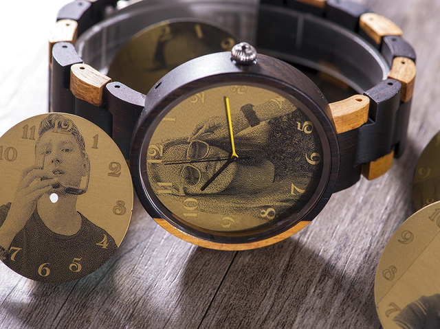 Personalizowane drewniane zegarki BOBO BIRD z wydrukowanym oryginalnym zdjęciem - kolorowy pasek w pudełku dla zakochanej pary - Wianko - 6
