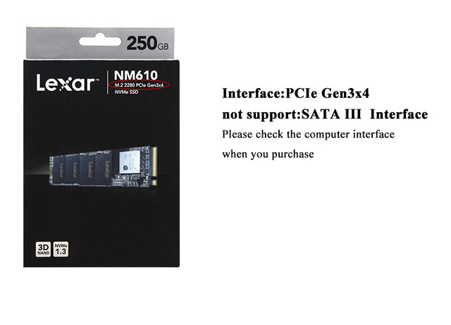 Dysk SSD Lexar NM610 M.2 2280 PCle Gen3x4 NVMe o pojemności 500GB lub 1TB, 3D NAND - Wianko - 2