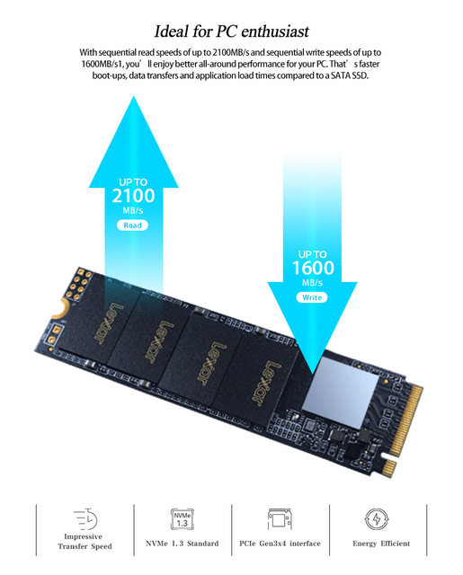 Dysk SSD Lexar NM610 M.2 2280 PCle Gen3x4 NVMe o pojemności 500GB lub 1TB, 3D NAND - Wianko - 4