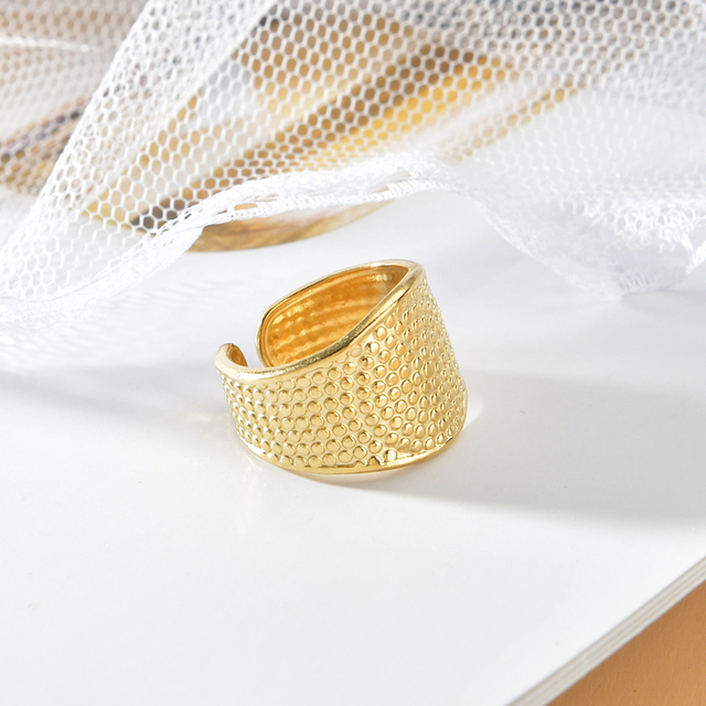 Pierścień ze stali nierdzewnej, vintage, filigranowy, geometryczny, złoty, regulowany, biżuteria dla kobiet, prezent ślubny - Wianko - 14