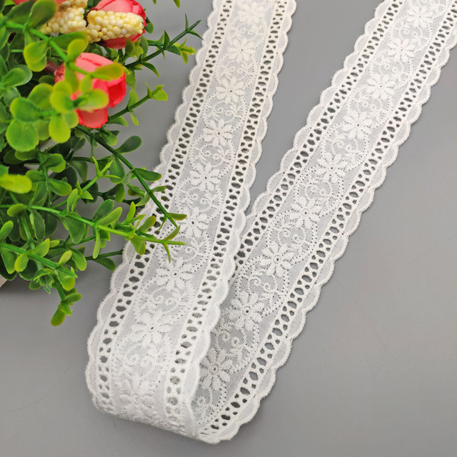 Bawełniana haftowana koronka wykończeniowa 5 jardów z kwiatowym wzorem do DIY odzieży - akcesoria do szycia, ozdoby i wstążki - Wianko - 4
