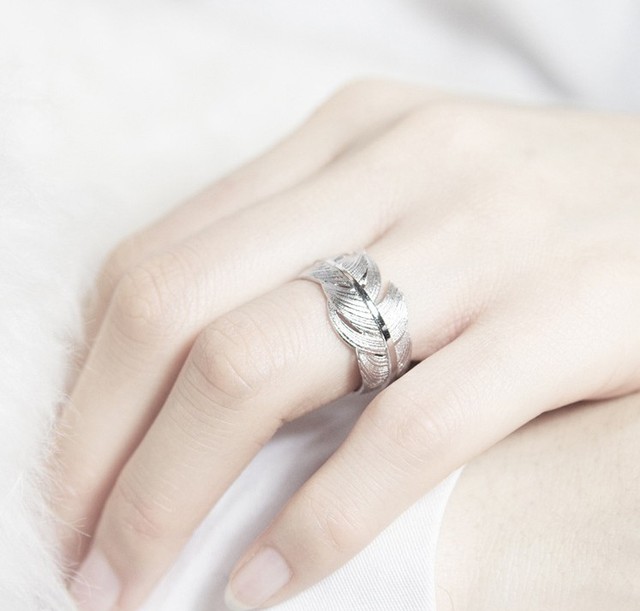 925 srebrny pierścień otwierający z kreatywnym, prostym piórem - biżuteria dla kobiet Evimi - Wianko - 3