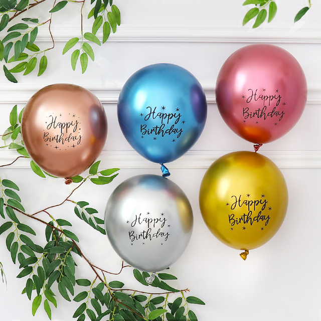 Chromowe metaliczne balony lateksowe 12 cali z nadrukiem na urodziny - 10/20/30 sztuk - Wianko - 4