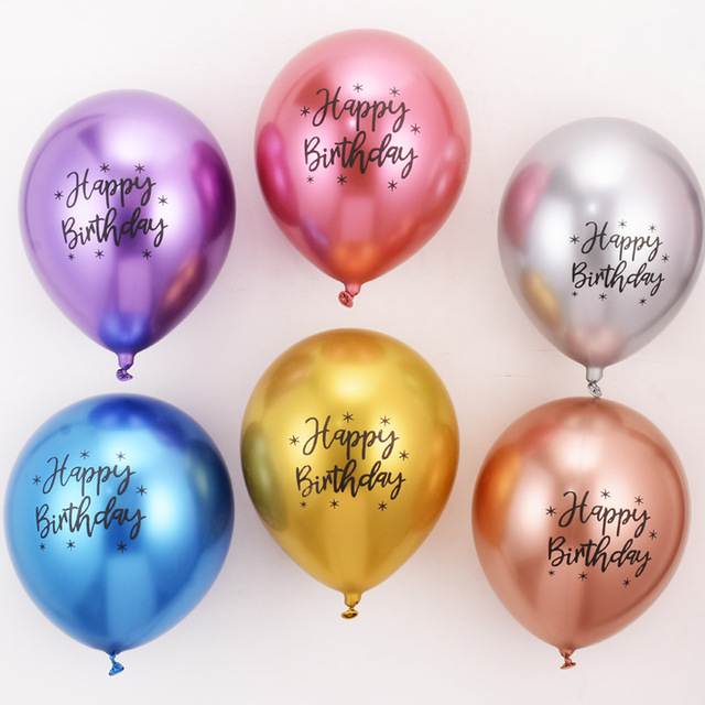 Chromowe metaliczne balony lateksowe 12 cali z nadrukiem na urodziny - 10/20/30 sztuk - Wianko - 1