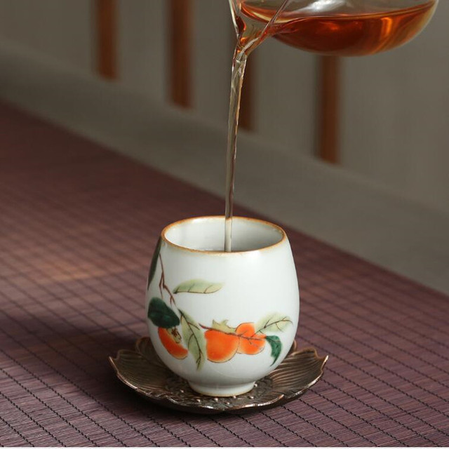 Zestaw 4 antycznych, ręcznie malowanych kubków do herbaty chińskiego stylu o pojemności 90ml - Wianko - 4