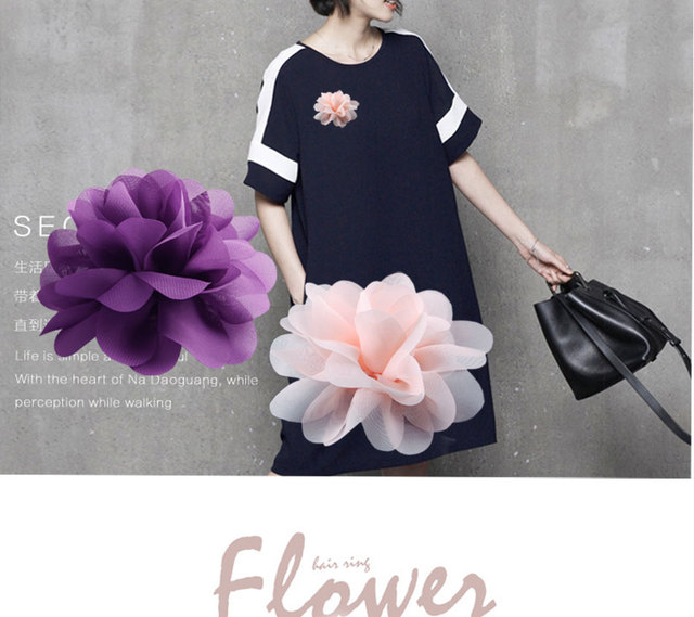 Handmade broszka vintage z szyfonową tkaniną ELLV moda kobiety - biżuteria odznaka Rose kwiaty przypinka do włosów - Wianko - 2