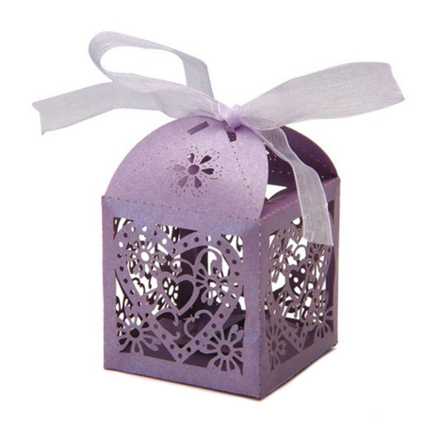 10 sztuk serce miłość laserowo wycinane Hollow pudełka na prezenty cukierki z wstążką Baby Shower weselne - Wianko - 9