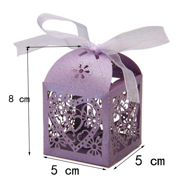 10 sztuk serce miłość laserowo wycinane Hollow pudełka na prezenty cukierki z wstążką Baby Shower weselne - Wianko - 3