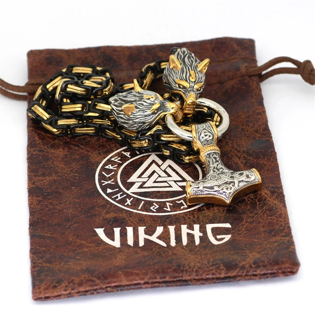 Naszyjnik z wisiorkiem Viking Odin - Głowa wilka, Vegvisir Amulet, MJOLNIR, Runy - Wianko - 12