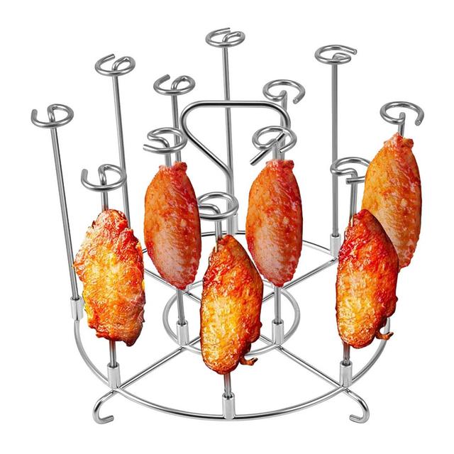 Pionowy stojak z 12 spożywczymi sztuczkami ze stali nierdzewnej do grillowania kurczaka Barbecu - Wianko - 1